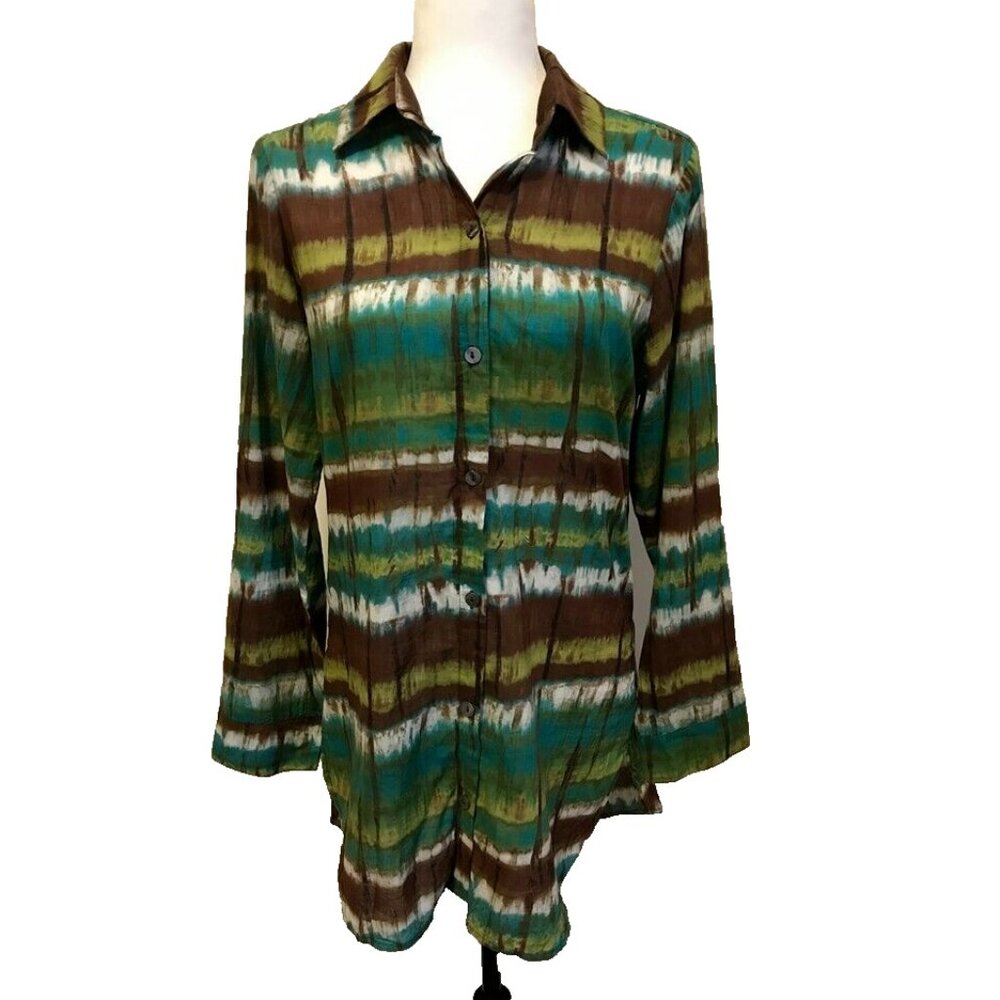 TOMMY BAHAMA Tie Dye Long Tunic Shirt Womens Size Small Lightweight Cotton